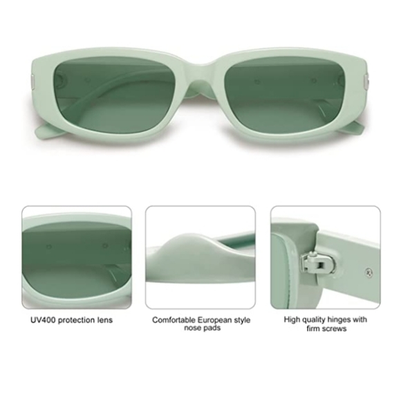 New Green Classics Rectangle Sunglasses Womens Mens Retro Vintage Narrow Frame